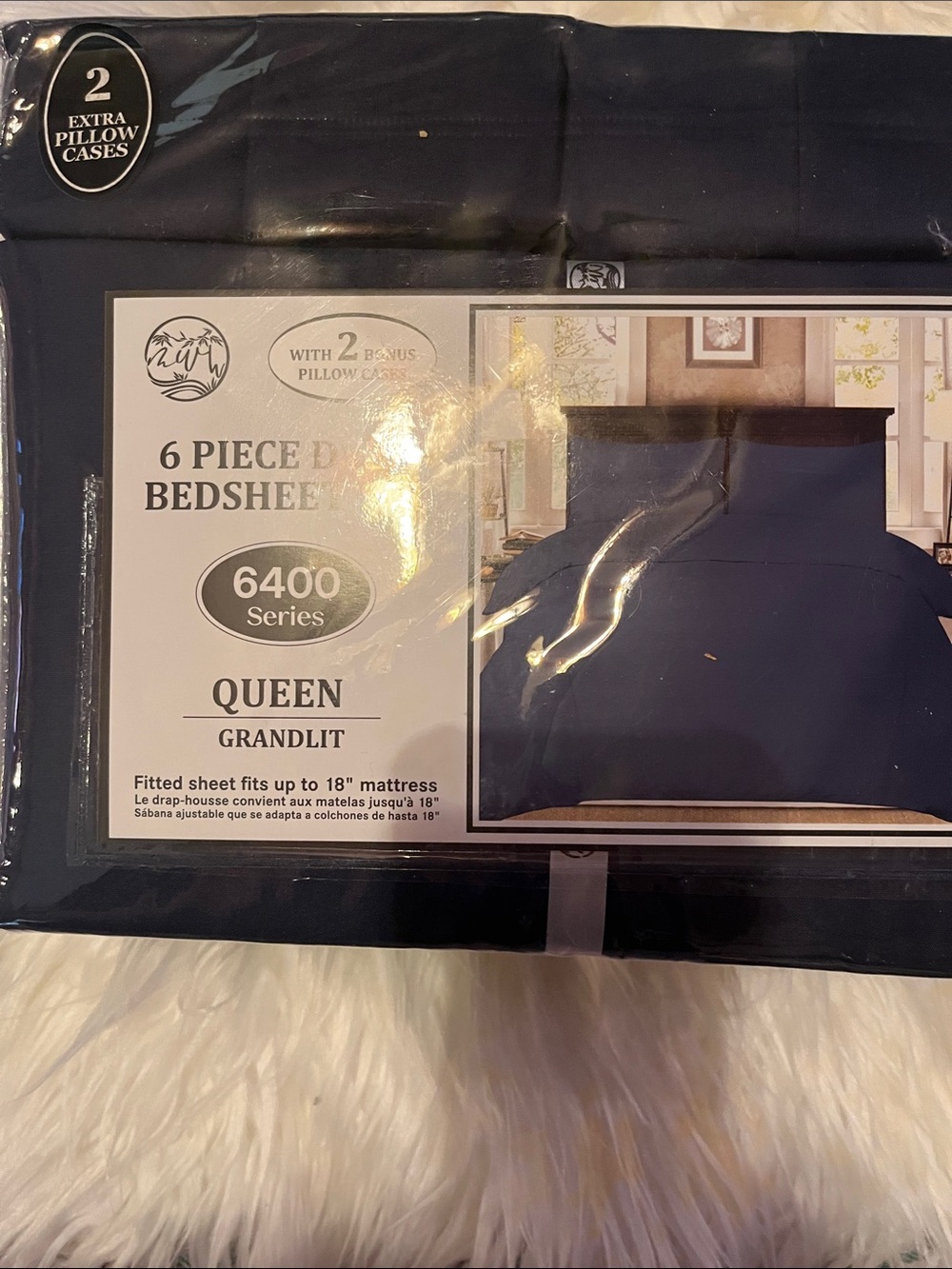 6-Piece Queen Bed Sheet Set in Navy - 6400 Series